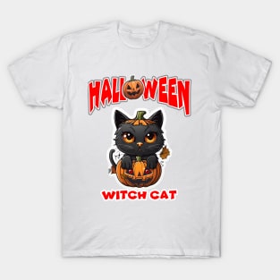 Witch Cat Happy Halloween. T-Shirt